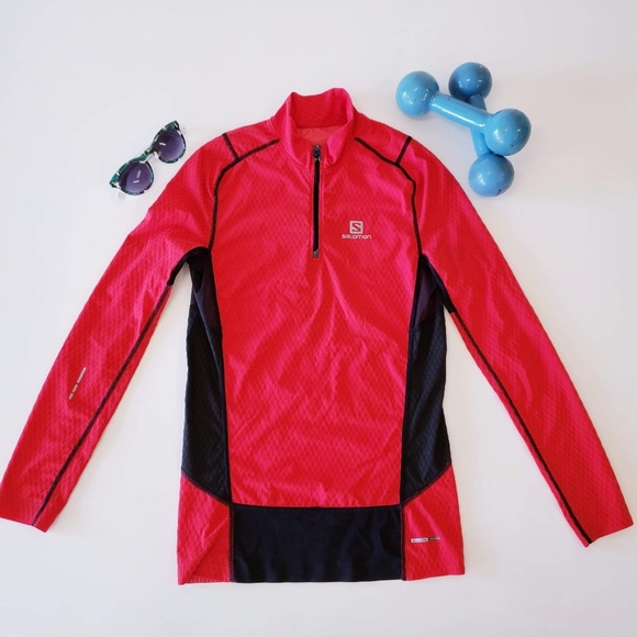 Salomon Other - Salomon Long Sleeve Half Zip Mesh Cutout Red Smal